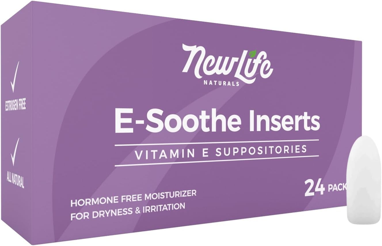 NewLife Naturals Vitamin E Suppositories  Vaginal Moisturizer for Dryness Irritation Menopause - 24 Inserts
