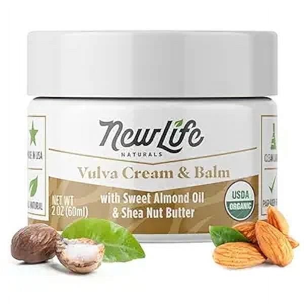 NewLife Naturals Vulva Cream with Shea & Almond Oil  Vaginal Moisturizer for Irritation Dryness Menopause - 2 oz