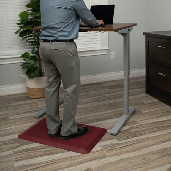 NewLife by Anti-Fatigue Mat - 20"x32" Leather Grain Cranberry, Non-Slip for Kitchen