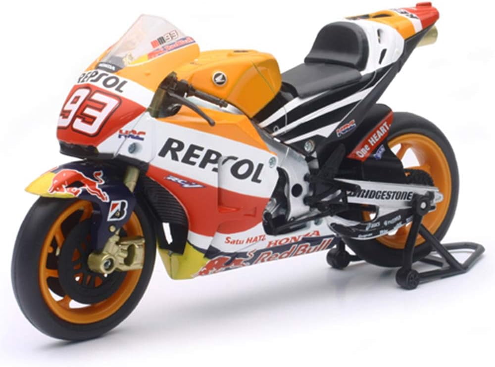 NewRay Honda RC213V Motorcycle #93 Marc Marquez Repsol Diecast Model, 1/12, 7 inches Long, Orange