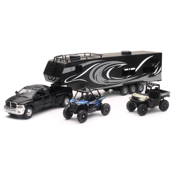 NewRay Replica Dodge Ram Dually Truck w/Toy Hauler & Polaris UTV Set