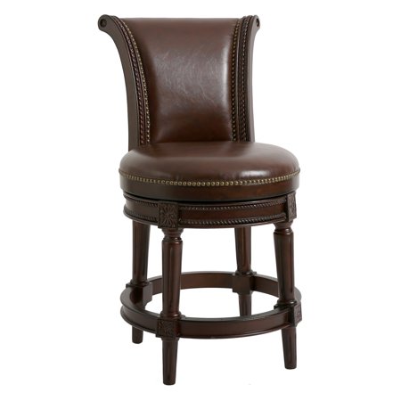New Ridge Home Goods Chapman 26" Counter-Height Swivel Barstool, Distressed Walnut with High-Back