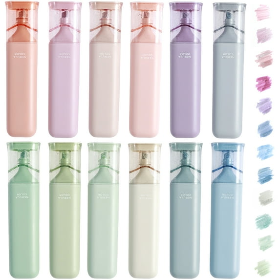 NewSoul 12 Pcs Glitter Highlighters Colorful Aesthetic Glitter Highlighter Pen Smudge Proof Glitter Highlighters Markers Portable Highlighters Set for DIY Sparkling Note Taking Study Diary