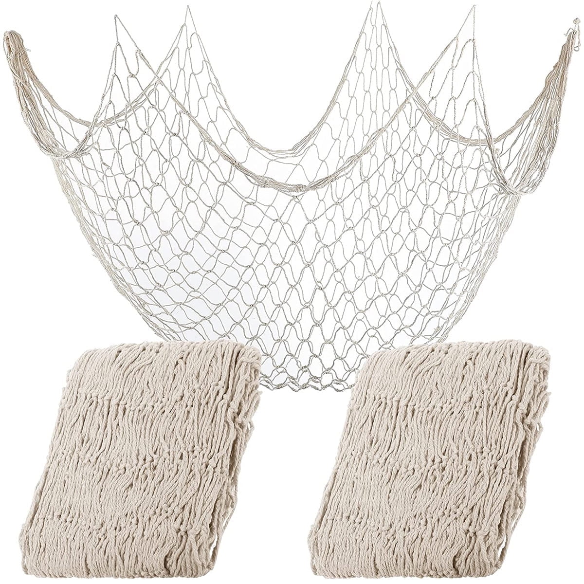 NewSoul 2 Pcs Fish Netting Decoration Beige Nautical Fish Net Cotton