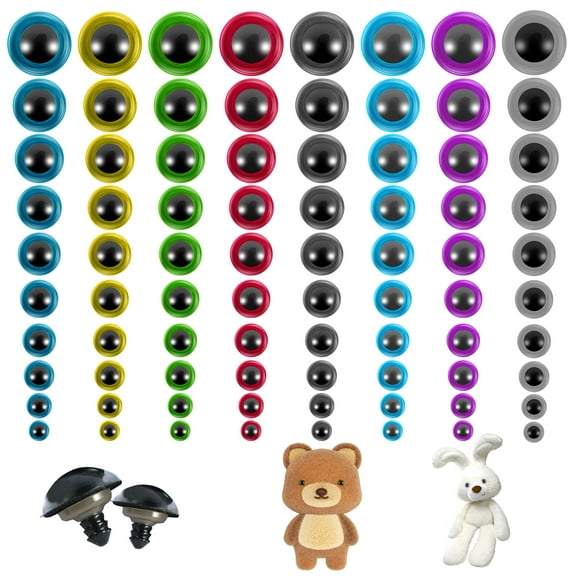 NewSoul 240Pcs Plastic Safety Eyes 8 Sizes Stuffed Crochet Eyes Colorful Craft Doll Eyes Kit with Gaskets and Washers Doll Crochet Eyes for Doll Teddy Bear Bunny Stuffed Animals and DIY Craft