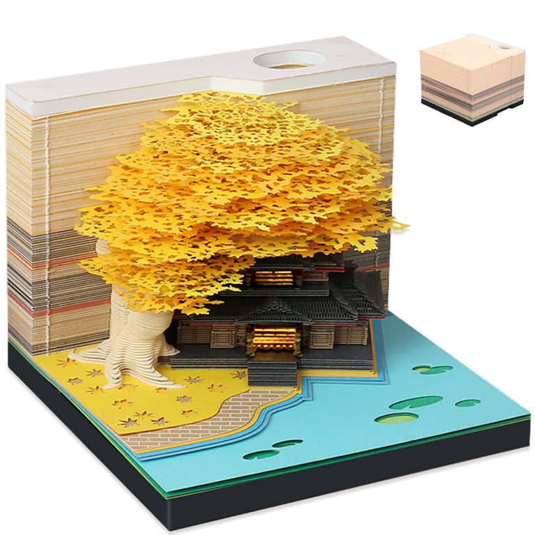 Omoshiroi Block 3D Calendar 2024 Notepad 3D Memo Pad Castle Sticky Note 3D  Art Notes Block