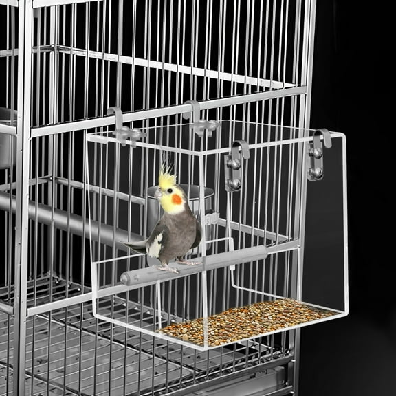 NewSoul Automatic Bird Feeder Clear Acrylic Bird Cage Feeder No Spill Bird Feeder for Cage No Mess Bird Cage Pet Feeder Seed Food Container for Parakeet Parrot Cockatiels