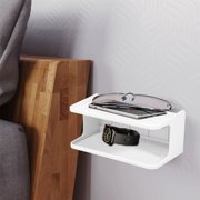 NewSoul Bedside Shelf Organizer, Double Layer Bedside Shelf Wall Mount,Bedside Shelf Accessories Organizer for Home,Dorm,Bedroom,Office (White)
