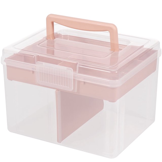 NewSoul Craft Storage Box with Handle,Clear Plastic Storage Container