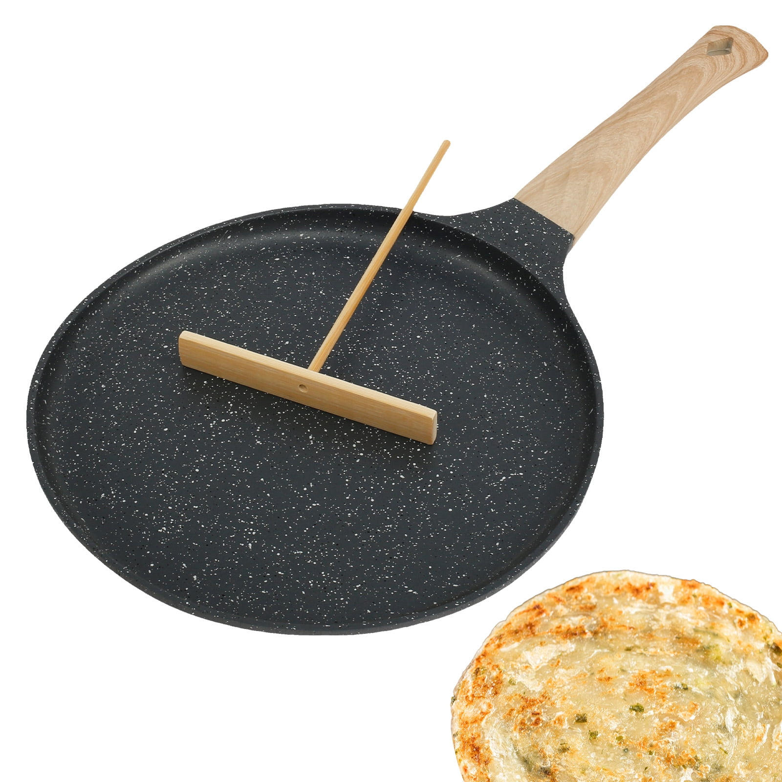 NewSoul Crepe Pan Nonstick Dosa Pan with Spreader 9.45 Inch Flat