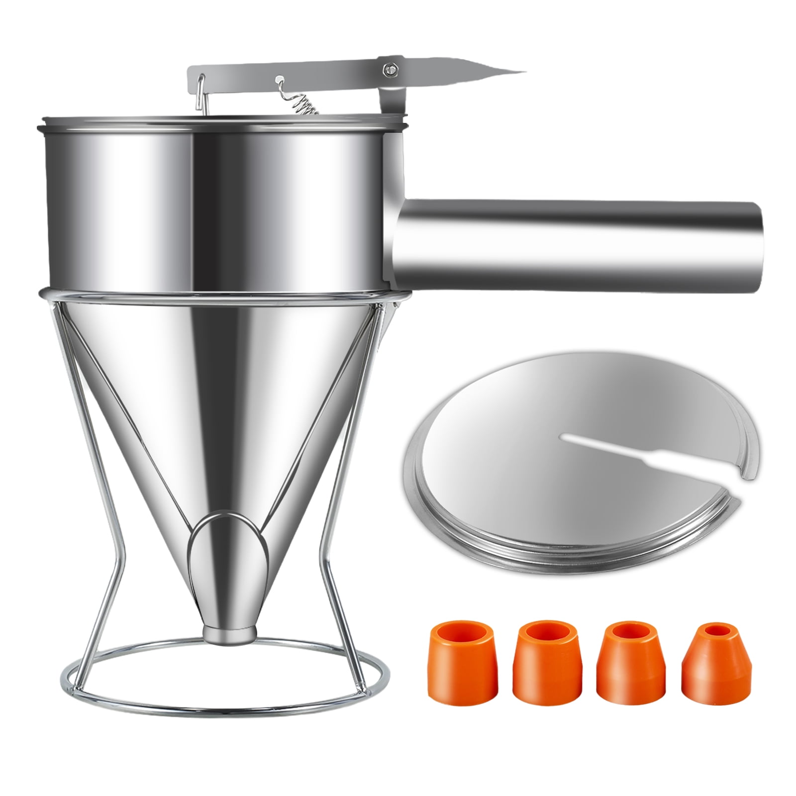 40 Oz Stainless Steel Pancake Batter Dispenser With Stand - 4 Nozzle Sizes, For Funnel Cakes, Cupcakes, Crepes
