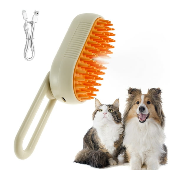NewSoul Steamy Cat Brush with Rotatable Handle Spray Cat Brush with Water Tank Portable Cat Steamer Brush for Shedding Rechargeable Cat Grooming Brush Cat Steamy Brush for Massage