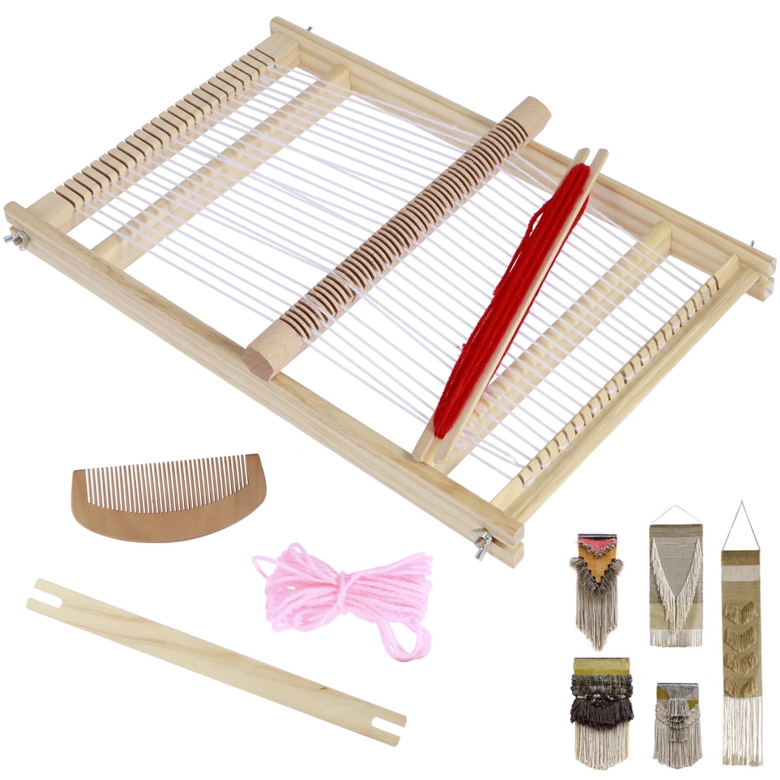 NewSoul Weaving Loom for Kids with Stand Wooden Extra-Large Frame,Weaving Loom Kit with 3 Colors Yarns,Develops Creativity Weaving Frame Loom with Stand for Beginners,15.7x11.4inch