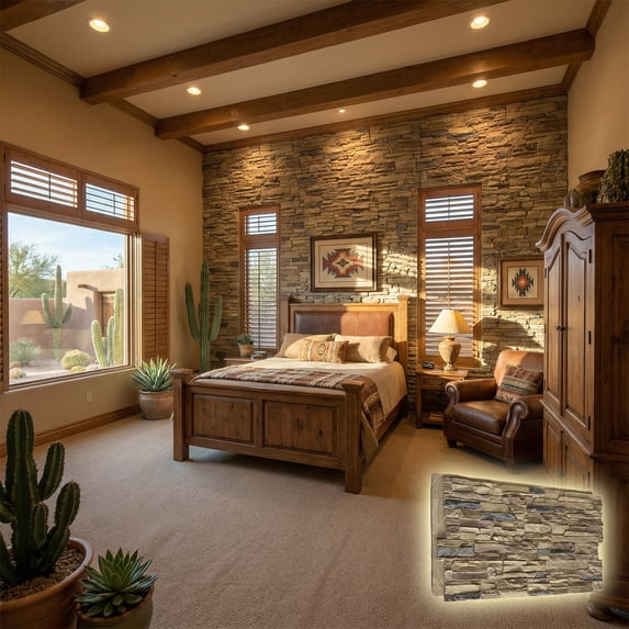 NewStone Canyon Ridge Faux Stone Panel, 45 3/4"W x 24 1/2"H x 1 1/4"D, Colfax Color