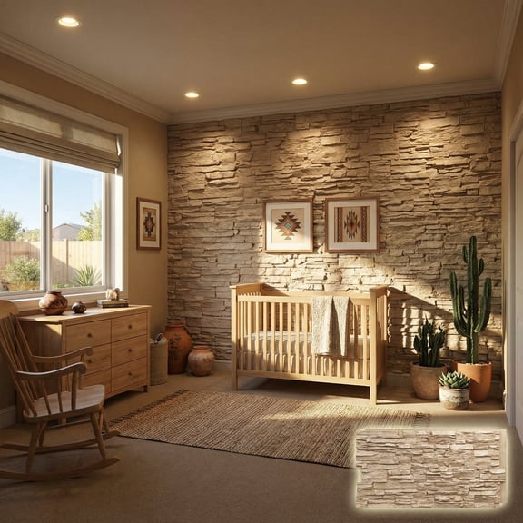 NewStone Canyon Ridge Faux Stone Panel, 45 3/4"W x 24 1/2"H x 1 1/4"D, Ocean Floor Color
