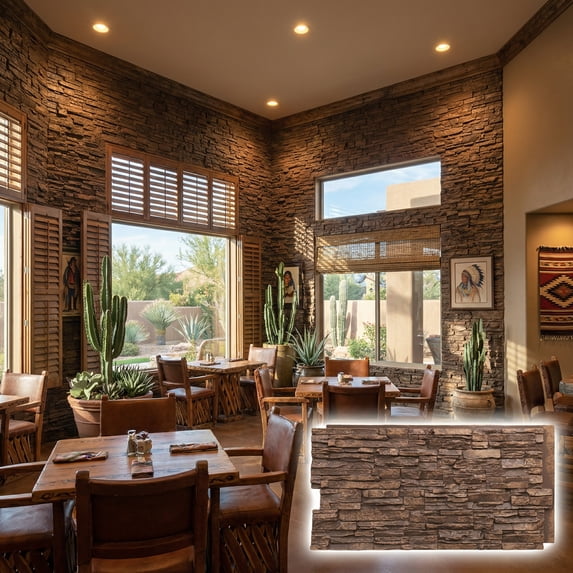 NewStone Canyon Ridge Faux Stone Panel, 45 3/4"W x 24 1/2"H x 1 1/4"D, Sedona Color