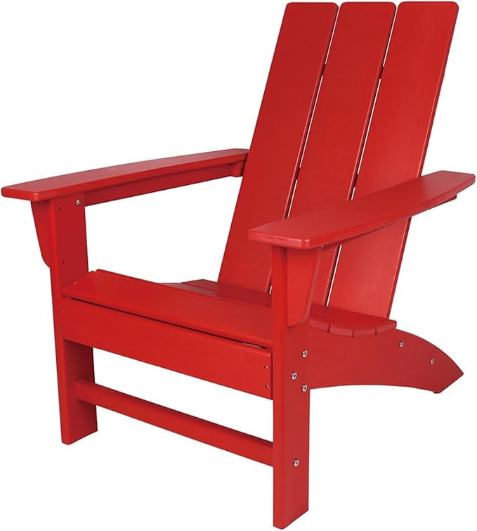 NewTechWood Flat Top Adirondack Chair in Ruby Red