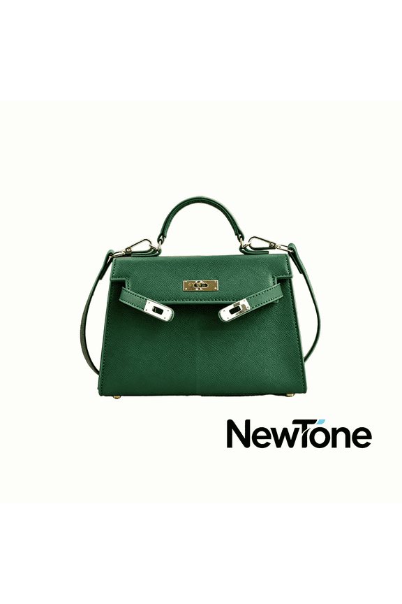 NewTone Women Mini Square PU Handbag, Top Handle Flap Lock Crossbody Purse with Adjustable Strap, Multi Color Gold/Silver Metal Hardware Shoulder Bag for Daily Casual Outfit