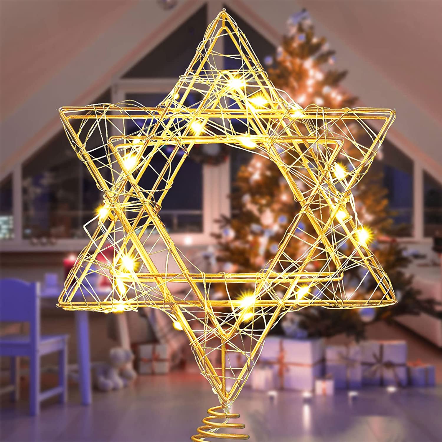 NewWest 11 Inch Christmas Tree Star Topper 3AA Battery Powered