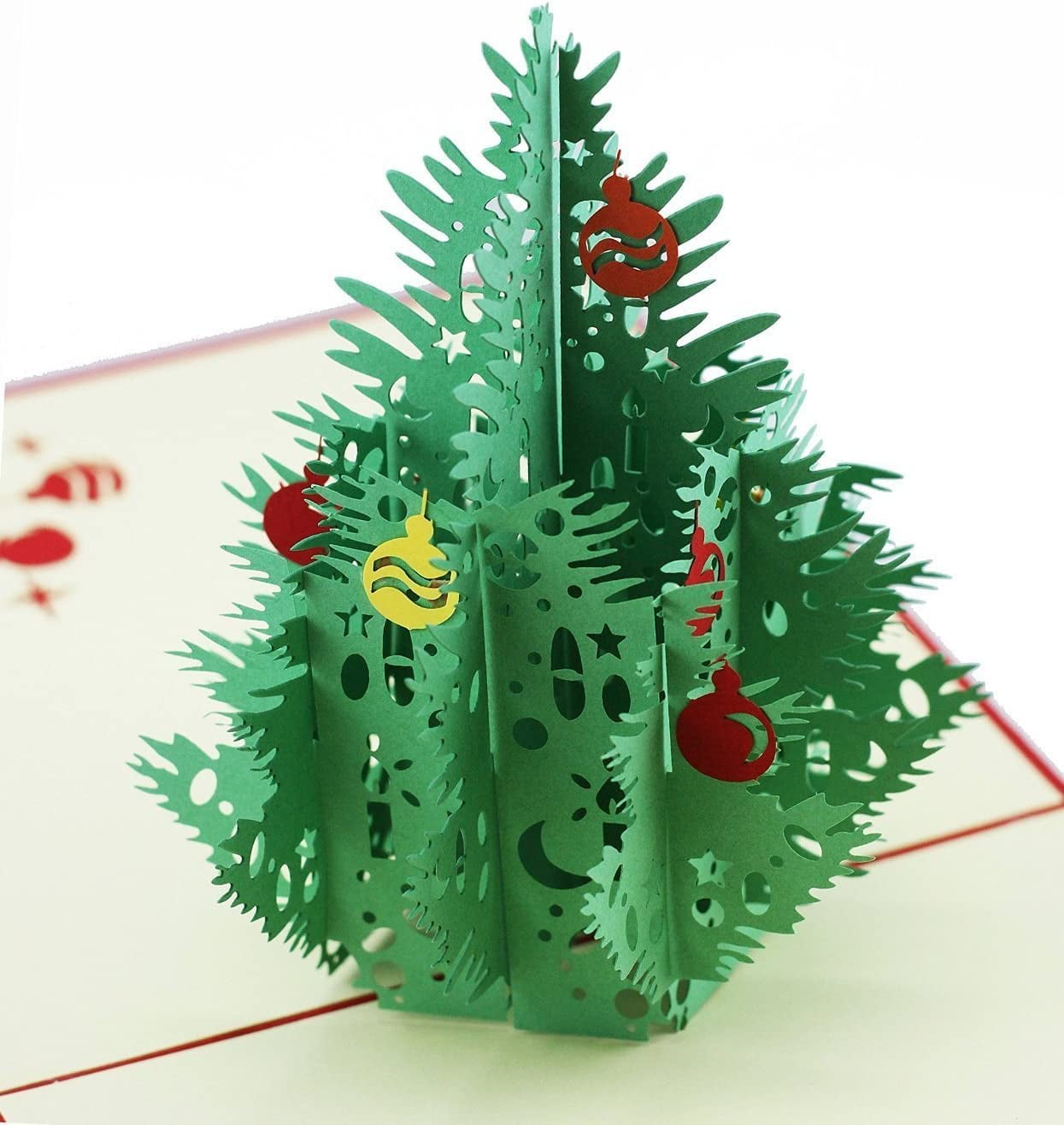 NewWest Christmas Card, 3D Pop Up Christmas Tree Greeting Cards, Laser