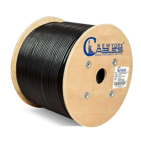 NewYork Cable Cat6 1000ft Outdoor Waterproof Direct Burial Ethernet 23AWG Solid Copper