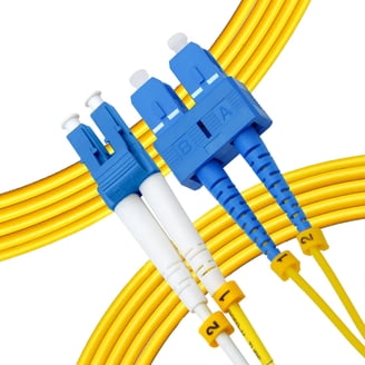 OS2 LC To SC Plenum Duplex Single Mode Fiber Patch Cable - 20 Meter Length, OFNP Rated