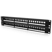 NewYork Cables 48-Port Blank Keystone Patch Panel 19-inch 2U Rack-Mountable or Wall Mount Bulk Pack