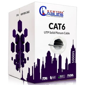 NewYork Cables Cat6 Plenum CCA 1000ft Bulk Ethernet Network LAN Cable UTP 4Pairs 550MHz 23AWG Grey