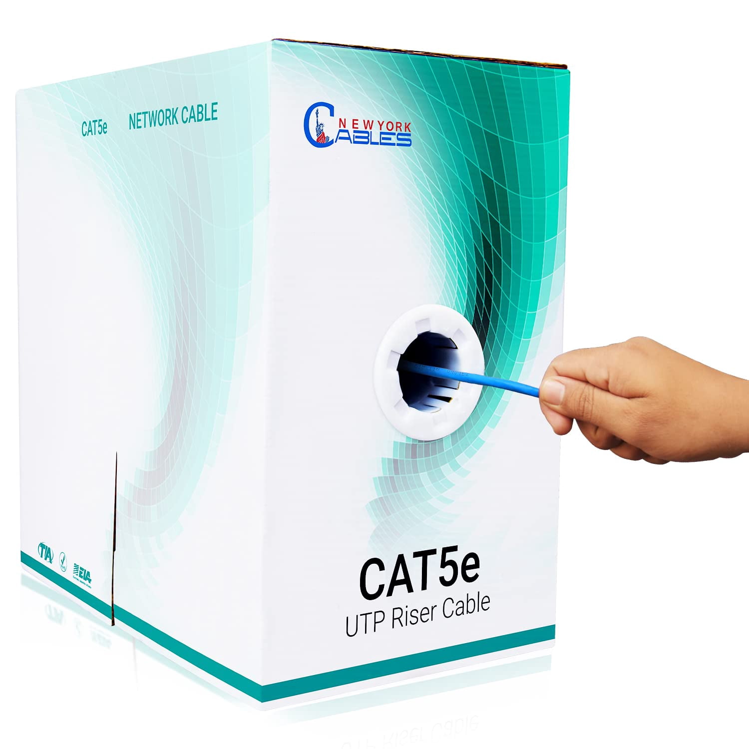 NewYork Cables Cat5e Riser Ethernet Cable, 1000ft Blue, UTP, 24AWG ...