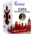 thumbnail image 1 of NewYork Cables | Cat6 Plenum Ethernet Cable Pure Copper 1000ft UTP 4Pairs 550MHz 23AWG 10 GB Yellow, 1 of 8