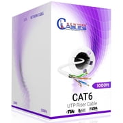 NewYork Cables Cat6 Riser Ethernet Cable 1000ft, 100% CCA, CMR Rated, 23 AWG UTP, 550MHz, Up to 10Gbps, Bulk Network Cable White