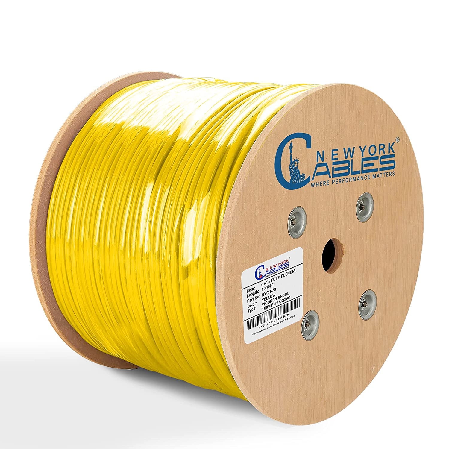 NewYork Cables Cat6 Shielded Plenum Cable 1000FT - 100% Solid Bare