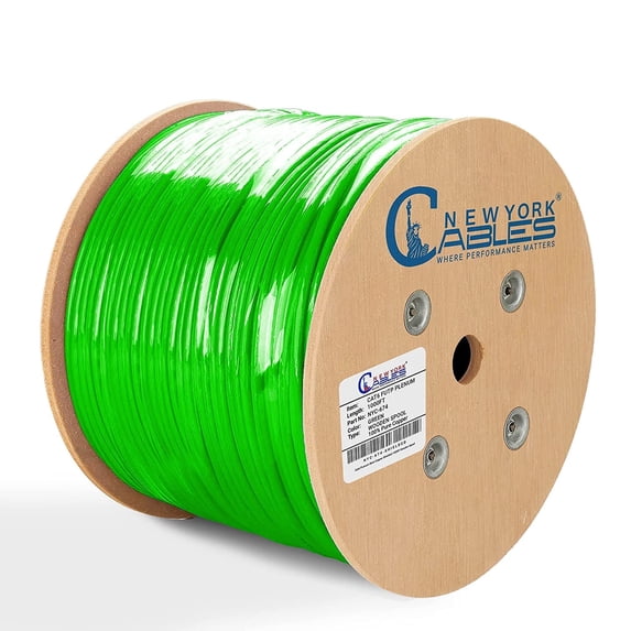 NewYork Cables Cat6 Shielded Plenum 1000FT – Pure Copper, PoE++ 23AWG, 550MHz F/UTP, 10Gb High Speed