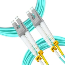 NewYork Cables Fiber Patch Cable | LC to LC Multimode Duplex OM3 50/125 Jumper Cord | 1M (3.28ft) 40gb Fiber Optic Cable (Aqua)