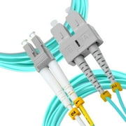 NewYork Cables Fiber Patch Cable | LC to SC Multimode Duplex OM3 50/125 Jumper Cord | 15M (49.2ft) 40gb Fiber Optic Cable (Aqua)