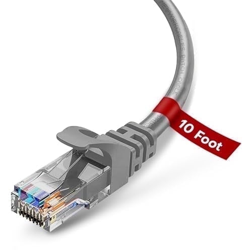 NewYork Cables Cat6 Ethernet Patch Cable | 10ft | RJ45 Snagless | Pure Copper UTP 24 AWG | 10 Gb, 550 MHz (Grey)
