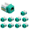 thumbnail image 1 of NewYork Cables® Pack of 10 Cat6a RJ45 Keystone Jack, 90 Degree Insert UTP 110 Punch Down Female Network Ethernet Adapter Compatible with Wall Plate, Faceplate, Unloaded Blank Patch Panel| Green, 1 of 7