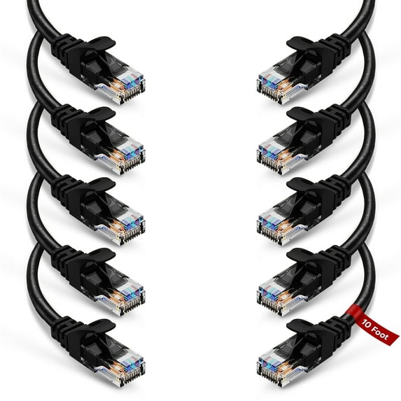 NewYork Cables Patch Cable 10ft Solid Pure Copper UTP RJ45 Network Internet Cord 10-Pack