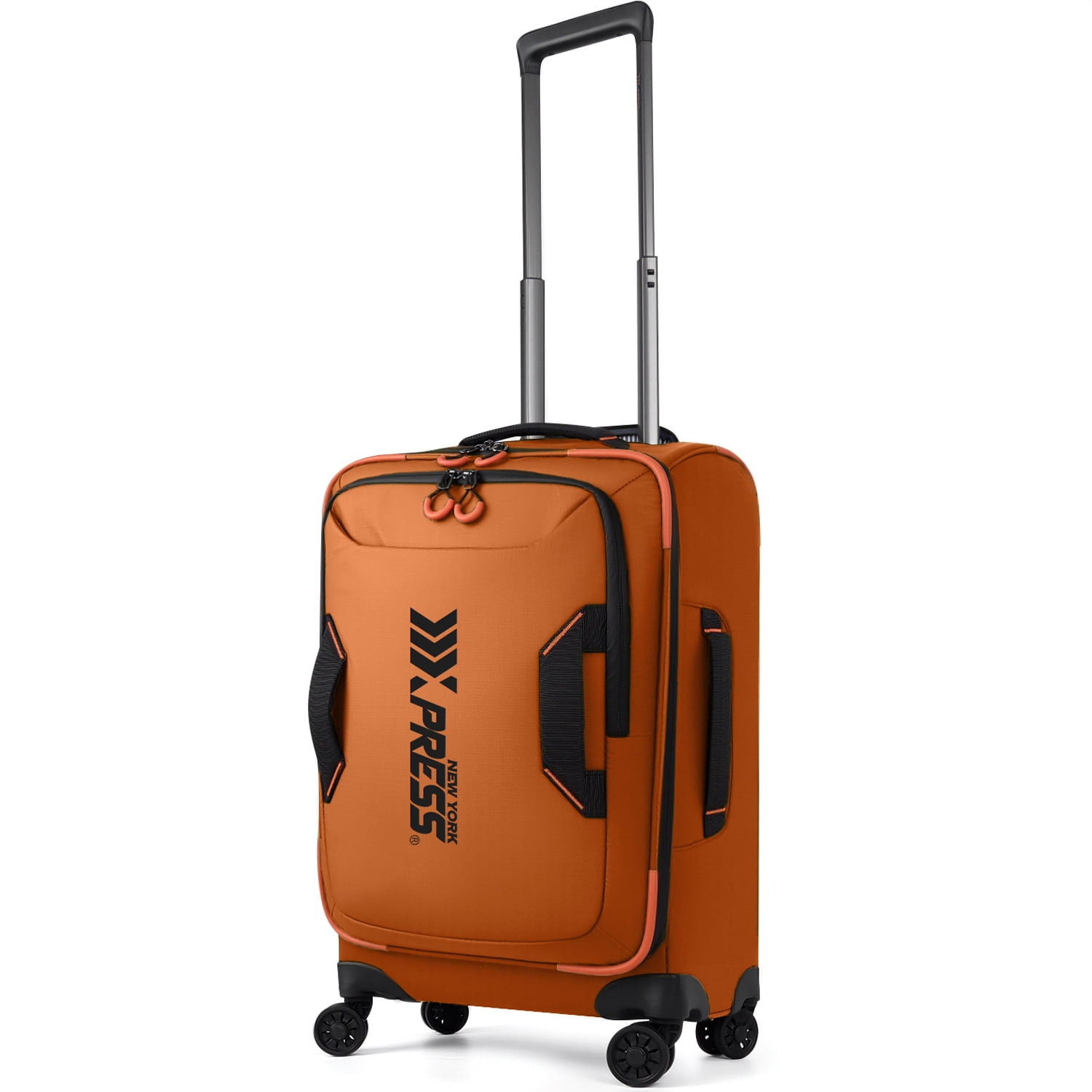 New York Xpress 22" Carry-on Luggage Lightweight Water-Resistant Softside Suitcase with Laptop Pocket for Men Women, Orange - TA8353