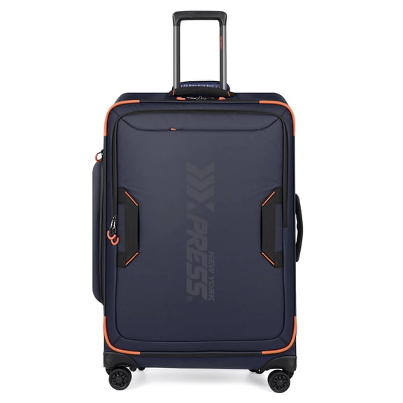 New York Xpress 26" Softside Medium Checked Luggage, Lightweight Water-Resistant Upright Suitcase with Wheels, Blue - TA8353