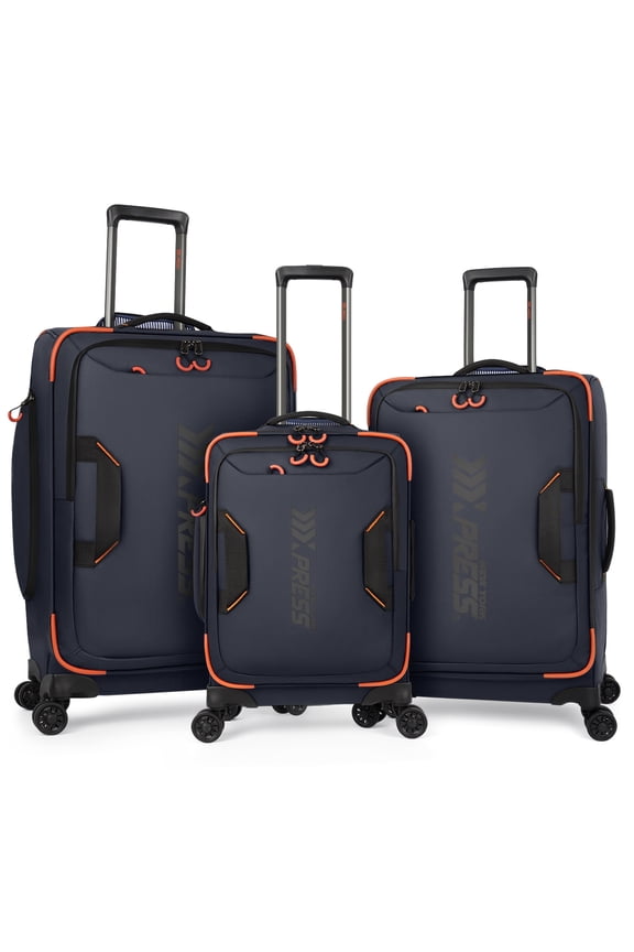 3-Piece Softside Luggage Set, 20/26/30 inch Upright Travel Suitcases, Water-Resistant & Lightweight for Men Women, Blue - TA8353