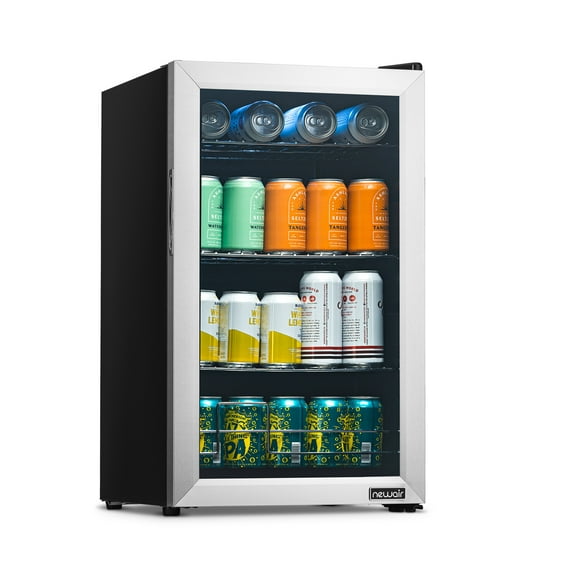 Newair 100 Can Beverage Refrigerator Cooler, Freestanding Mini Fridge in Stainless Steel