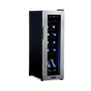Newair 12 Bottle Wine Cooler Refrigerator, Freestanding Wine Fridge with Stainless Steel & Double-Layer Tempered Glass Door, Quiet Compressor Cooling for Reds, Whites, and Sparkling Wine