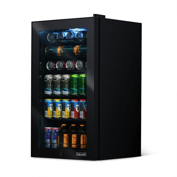 Newair 126 Can Beverage Refrigerator Cooler, Freestanding Mini Fridge in Black