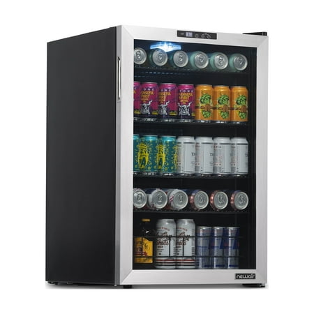 NewAir - 160-Can Beverage Cooler with SplitShelf and Digital Thermostat for Kitchen, Game Room, and Home Office - Stainless steel