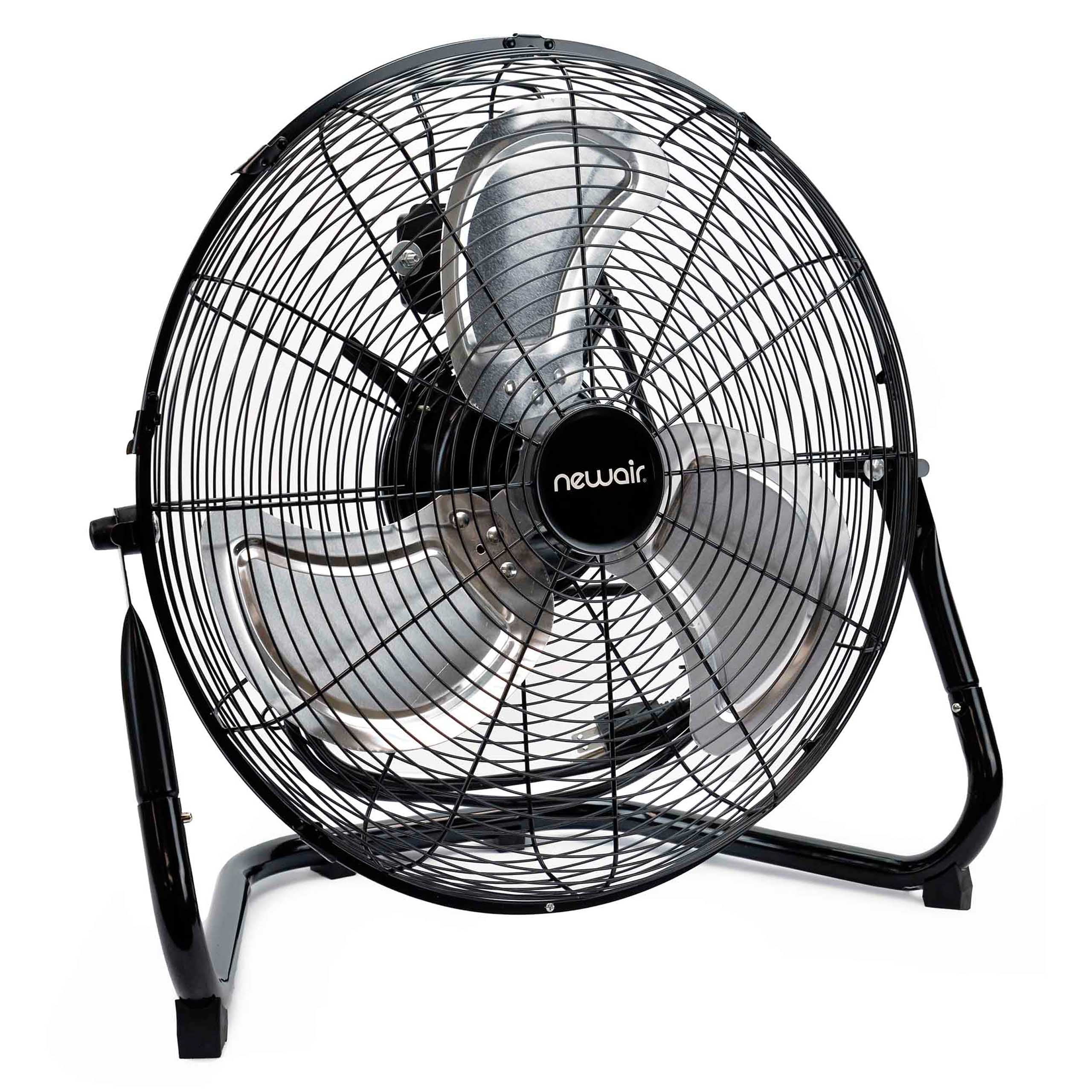 Newair 18" Black Metal Oscillating Floor Fan with Adjustable Height
