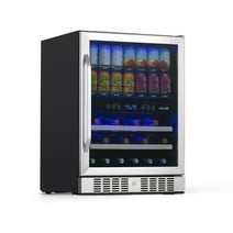 Newair 20 Bottle 70 Can Wine and Beverage Refrigerator Cooler, Built-in Dual Zone Fridge in Stainless Steel for Home, Office or Bar