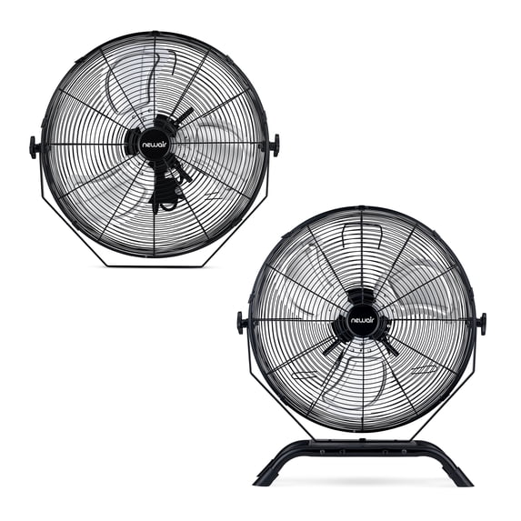 Newair 20" High Velocity Outdoor Fan, Heavy Duty Waterproof 2-in-1 Floor Stand or Wall Mount Fan, Adjustable Tilt and 3 Speeds up to 4650 CFM