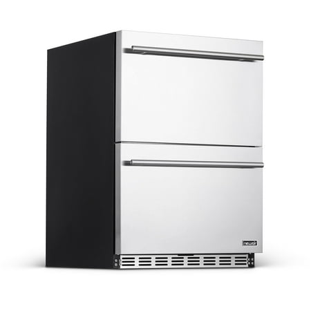 NewAir - 20-Bottle or 80-Can Dual Drawer Wine Refrigerator - Stainless Steel