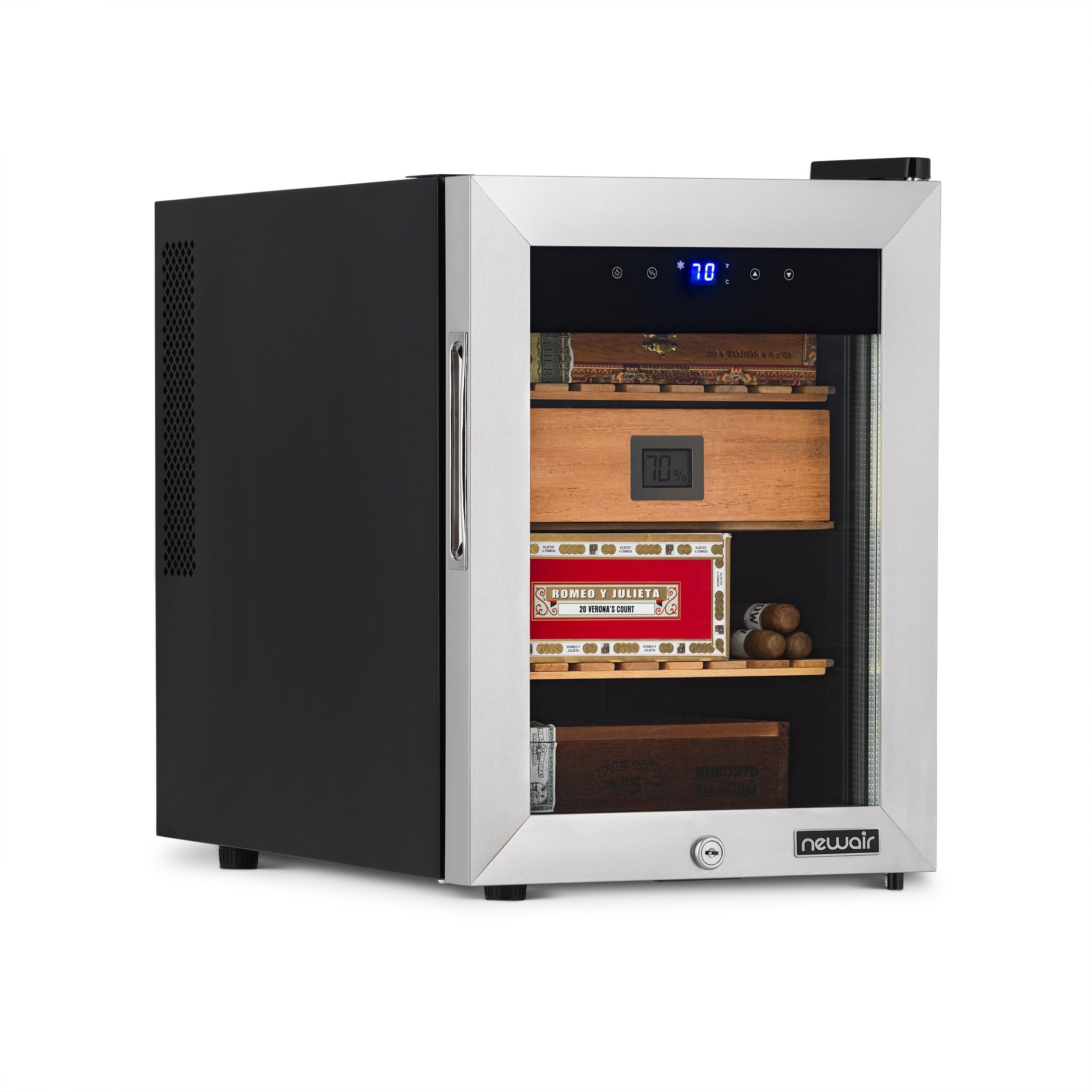 Stainless Steel Electric Cigar Humidor with Spanish Cedar Shelves